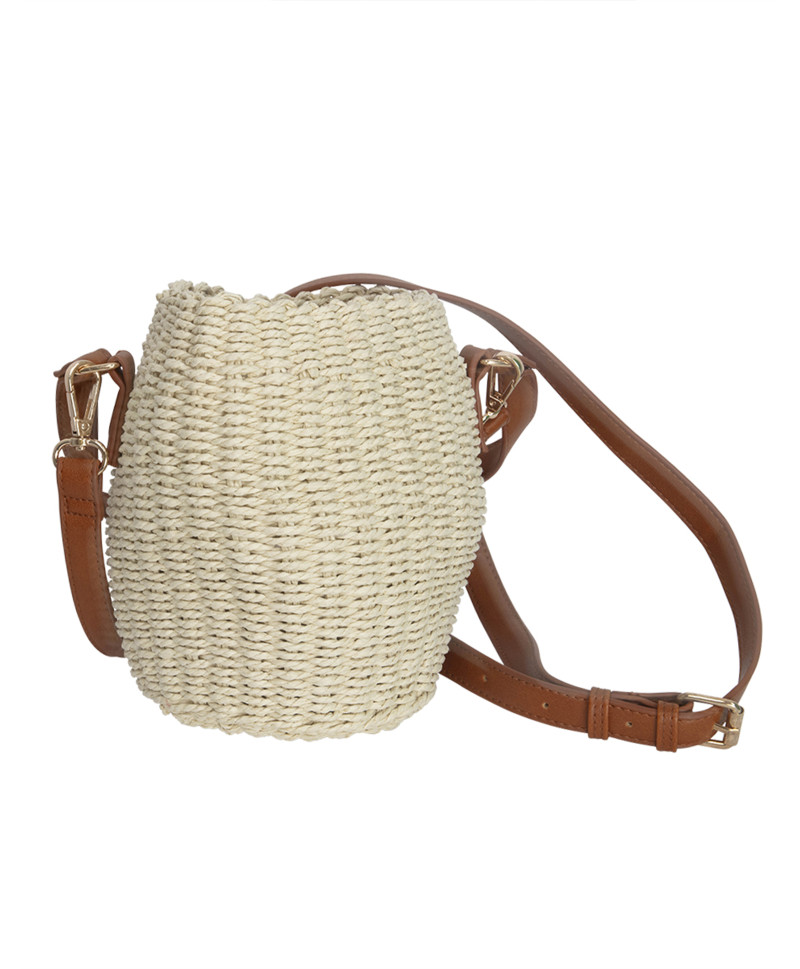 Sac MADRID bourse paille lanière marron ajustable - Céramique - C'est Beau la Vie