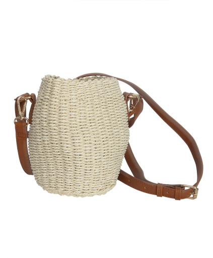 Sac MADRID bourse paille lanière marron ajustable - Céramique - C'est Beau la Vie