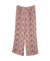 Pantalon MALABAR fluide large imprimé cachemire raccourci taille élastiquée - Rose poudre - C'est Beau la Vie