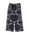 Pantalon CAPUCINE fluide large raccourci imprimé foulard taille élastiquée  - Indigo - C'est Beau la Vie