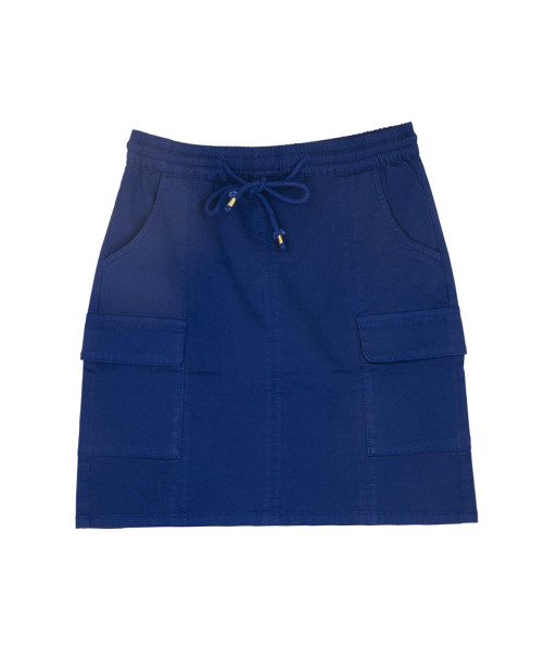 Jupe VIRGINIE courte taille élastiquée et lien poches cargo - Indigo - C'est Beau la Vie Jupe VIRGINIE courte taille élastiquée et lien poches cargo - Indigo - C'est Beau la Vie