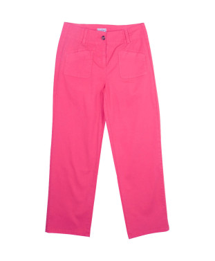 Pantalon ALEXANDRA droit 7/8ème poches plaquées bouton corne - Rose - C'est Beau la Vie