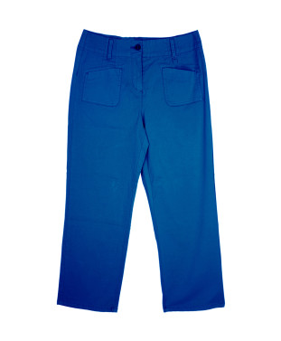 Pantalon ALEXANDRA droit 7/8ème poches plaquées bouton corne - Saphir - C'est Beau la Vie