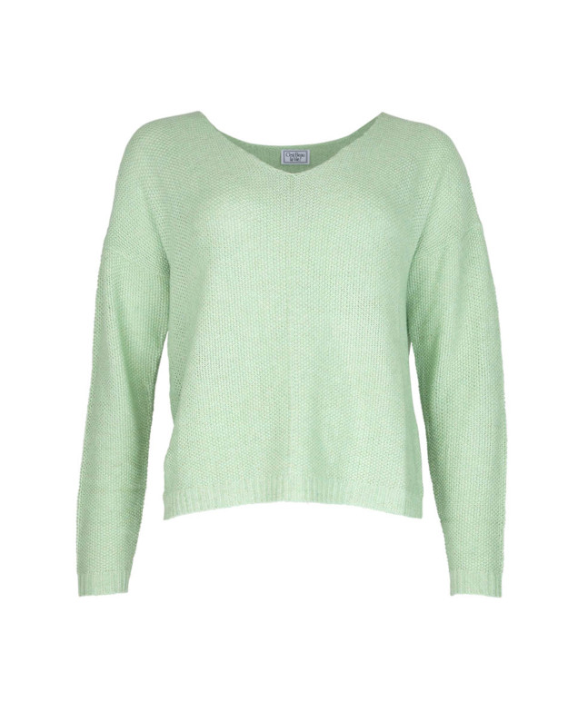 Pull TANZANIE en lurex col V manches longues - Menthe - C'est Beau la Vie