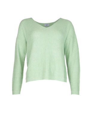 Pull TANZANIE en lurex col V manches longues - Menthe - C'est Beau la Vie