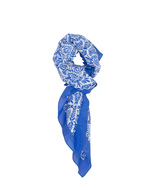 Foulard PARIS carré imprimé bicolore en viscose  - Saphir - C'est Beau la Vie