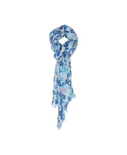 Foulard LOUNA imprimé fleurs fantaisie - Turquoise - C'est Beau la Vie