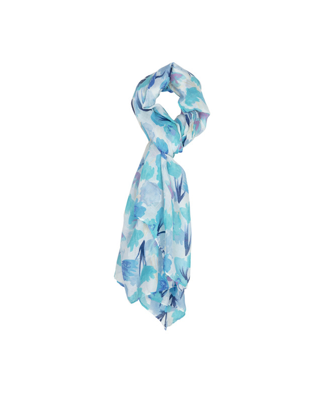 Foulard LAURA fantaisie imprimé fleurs - Turquoise - C'est Beau la Vie