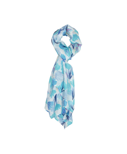 Foulard LAURA fantaisie imprimé fleurs - Turquoise - C'est Beau la Vie Foulard LAURA fantaisie imprimé fleurs - Turquoise - C'est Beau la Vie