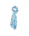 Foulard LAURA fantaisie imprimé fleurs - Turquoise - C'est Beau la Vie