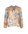 Chemise AQUARELLE imprimée col V manches longues bouffantes - Corail - C'est Beau la Vie