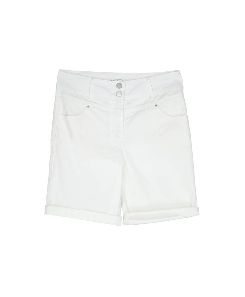 Bermuda CHARLIE en coton à revers coupe droite - Blanc - C'est Beau la Vie
