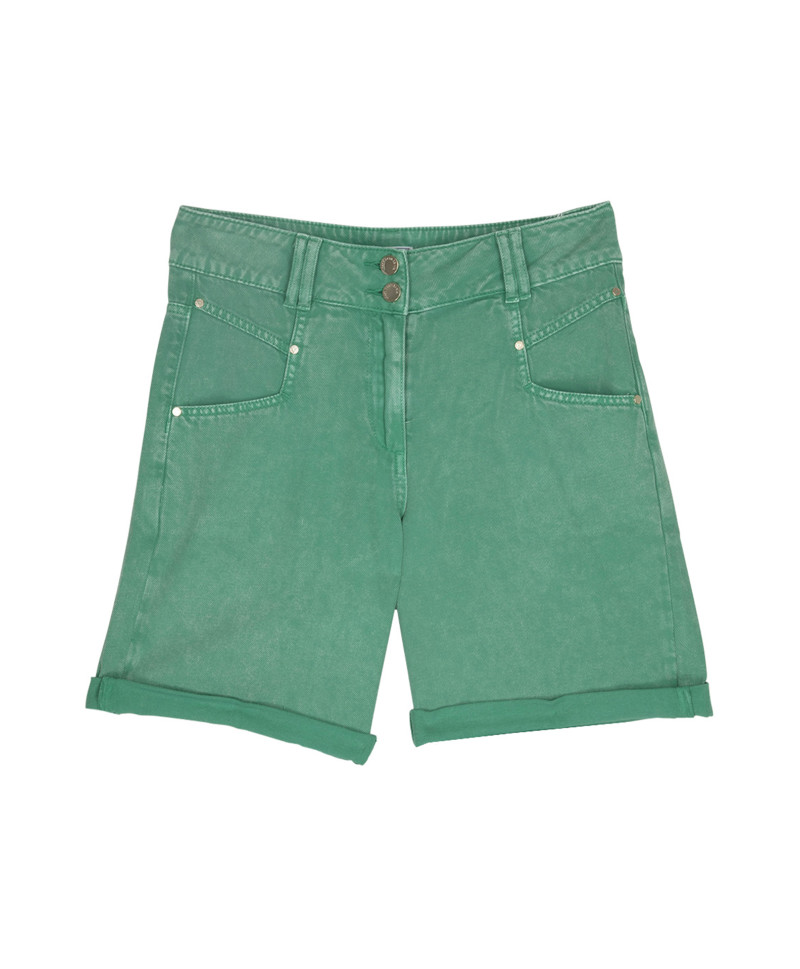 Bermuda ALIA en denim coupe slouchy taille élastiquée - Cactus - C'est Beau la Vie