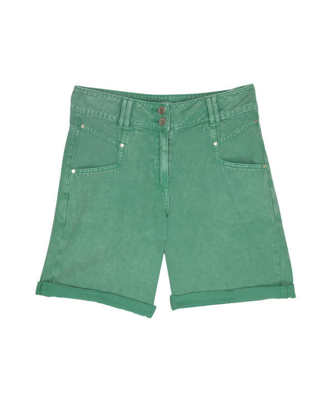 Bermuda ALIA en denim coupe slouchy taille élastiquée - Cactus - C'est Beau la Vie