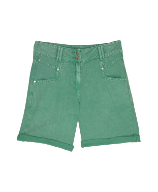 Bermuda ALIA en denim coupe slouchy taille élastiquée - Cactus - C'est Beau la Vie