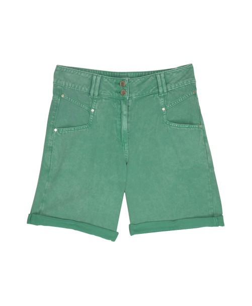 Bermuda ALIA en denim coupe slouchy taille élastiquée - Cactus - C'est Beau la Vie Bermuda ALIA en denim coupe slouchy taille élastiquée - Cactus - C'est Beau la Vie