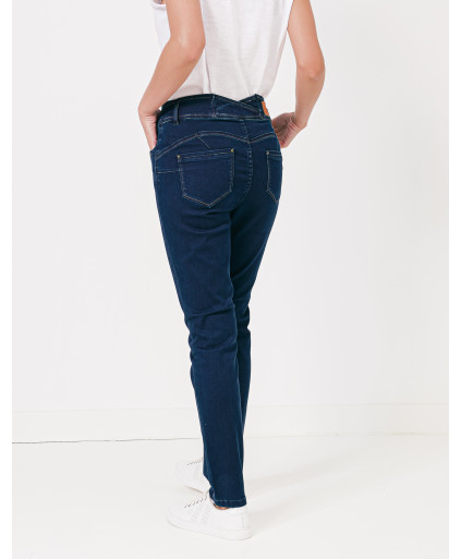 Jean VICTORIA slim power stretch 3 boutons métal taille haute - Brut - C'est Beau la Vie