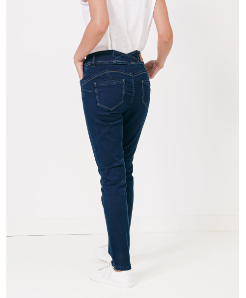 Jean VICTORIA slim power stretch 3 boutons métal taille haute - Brut - C'est Beau la Vie