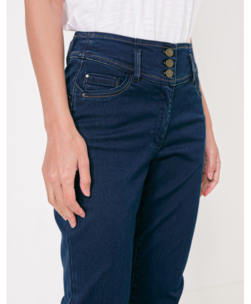 Jean VICTORIA slim power stretch 3 boutons métal taille haute - Brut - C'est Beau la Vie