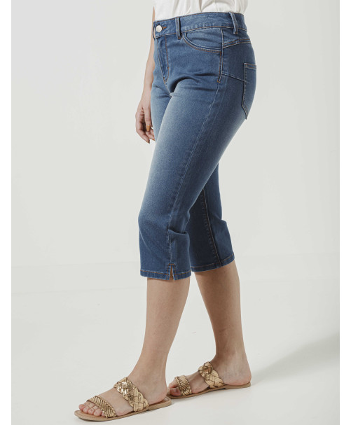 Pantacourt ANNA DENIM corsaire fentes côté bouton métal - Stone - C'est Beau la Vie Pantacourt ANNA DENIM corsaire fentes côté bouton métal - Stone - C'est Beau la Vie