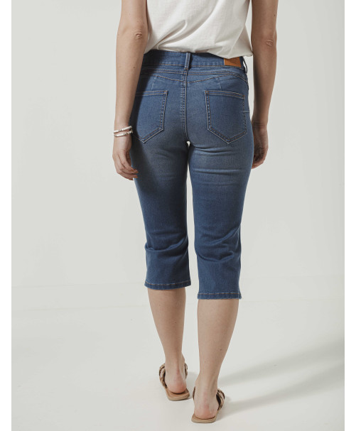 Pantacourt ANNA DENIM corsaire fentes côté bouton métal - Stone - C'est Beau la Vie Pantacourt ANNA DENIM corsaire fentes côté bouton métal - Stone - C'est Beau la Vie