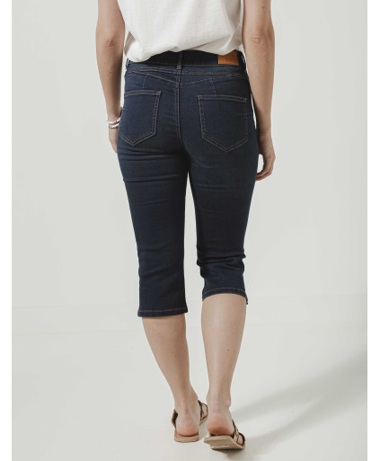 Pantacourt ANNA DENIM corsaire fentes côté bouton métal - Brut - C'est Beau la Vie