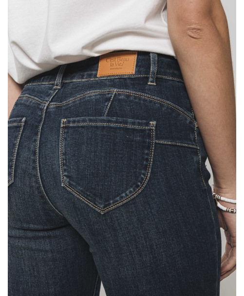 Jean MARION coupe slim push-up bouton métal - Brut - C'est Beau la Vie