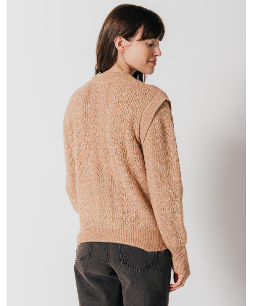 Pull REVE - Pull maille fantaisie épaulette et boutons épaule -  Crevette - C'est Beau la Vie