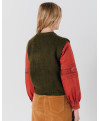 Pull AMBRE - Pull kimono sans manches maille mouliné -  Dark olive - C'est Beau la Vie