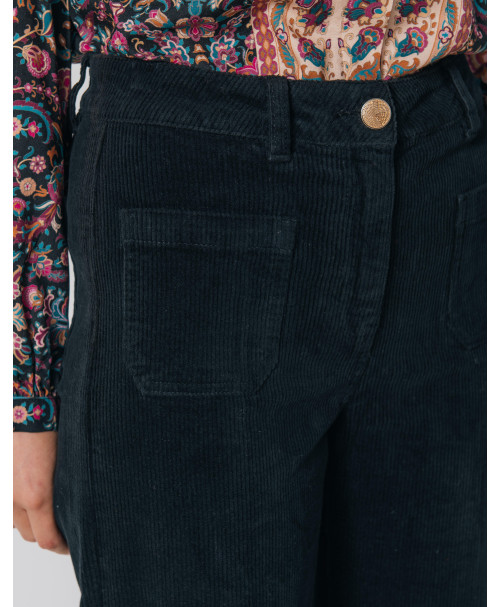 Pantalon PAULINE - Pantalon large en velours côtelé -  Noir - C'est Beau la Vie