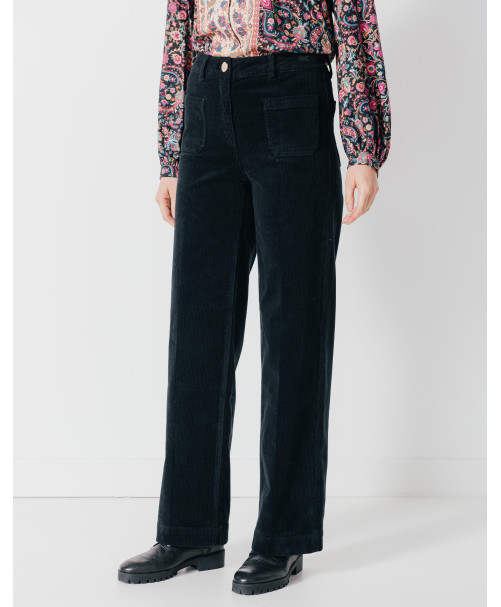 Pantalon PAULINE - Pantalon large en velours côtelé -  Noir - C'est Beau la Vie