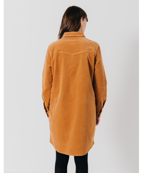 Robe ARNAUD  - Robe chemise en  velours fermeture boutons corne -  Rustic caramel - C'est Beau la Vie
