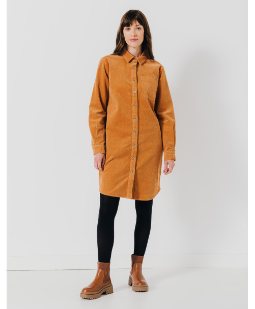 Robe ARNAUD  - Robe chemise en  velours fermeture boutons corne -  Rustic caramel - C'est Beau la Vie
