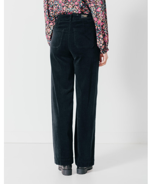 Pantalon PAULINE - Pantalon large en velours côtelé -  Noir - C'est Beau la Vie
