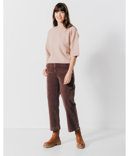 Pull ERES - Pull uni manches 3/4 col rond -  Graîne rosé - C'est Beau la Vie