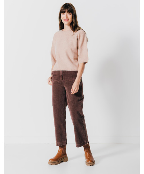 Pull ERES - Pull uni manches 3/4 col rond -  Graîne rosé - C'est Beau la Vie