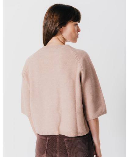 Pull ERES - Pull uni manches 3/4 col rond -  Graîne rosé - C'est Beau la Vie