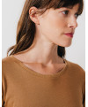 Tee-shirt EUGENE - Tee-shirt manches longues col rond finition lurex -  Caramel - C'est Beau la Vie