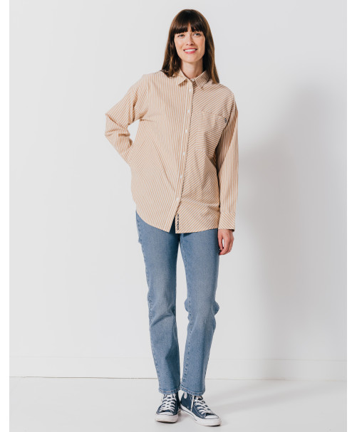 Chemise ODETTE - Chemise en popeline rayée bicolore poche poitrine -  Caramel - C'est Beau la Vie Chemise ODETTE - Chemise en popeline rayée bicolore poche poitrine -  Caramel - C'est Beau la Vie