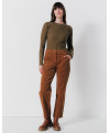Pantalon CONSTANCE  - Pantalon droit cargo en fin velours -  Caramel - C'est Beau la Vie