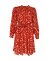 Robe DOUCEUR  - Robe courte imprimée fleur manches ballons et ceinturée -  Rouge - C'est Beau la Vie