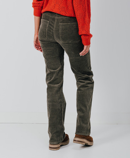 Pantalon COLOMBE  - Pantalon coupe flare et large en velours poches plaquées -  Dark olive - C'est Beau la Vie