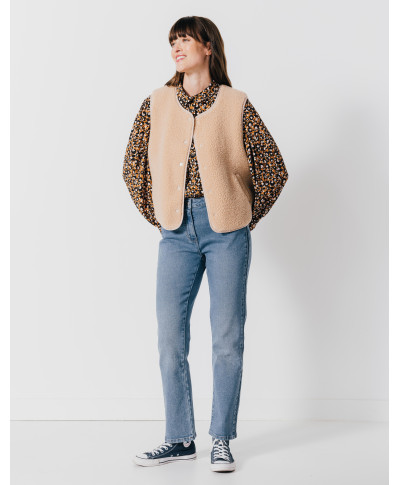 Gilet CÔME - Gilet boulette sans manches boutons pression col rond -  Crème brulée - C'est Beau la Vie