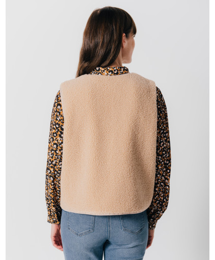 Gilet CÔME - Gilet boulette sans manches boutons pression col rond -  Crème brulée - C'est Beau la Vie