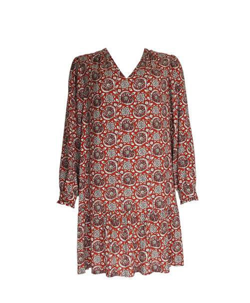 Robe ADELAIDE - Robe courte forme housse imprimé cachemire manches longues - Santal - C'est Beau la Vie Robe ADELAIDE - Robe courte forme housse imprimé cachemire manches longues - Santal - C'est Beau la Vie