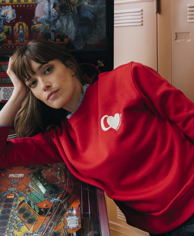 Sweatshirt DREAM - Sweatshirt col rond manches longues broderie cœur poitrine -  Rouge - C'est Beau la Vie