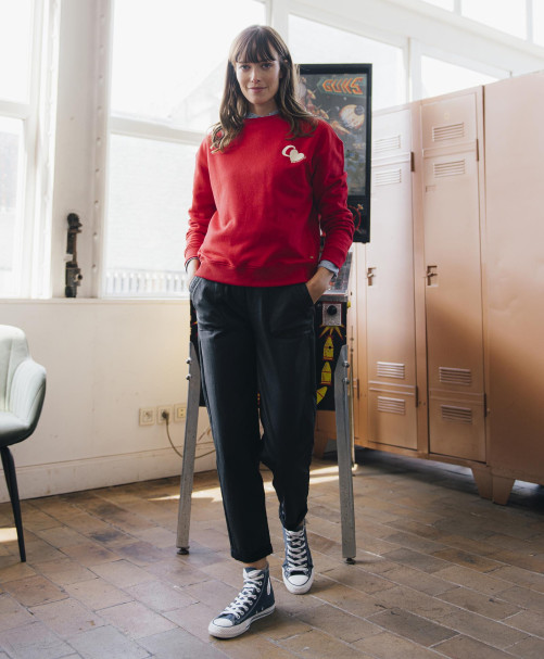 Pantalon JOHANNA  - Pantalon jogging effet enduit taille élastiquée -  Noir - C'est Beau la Vie