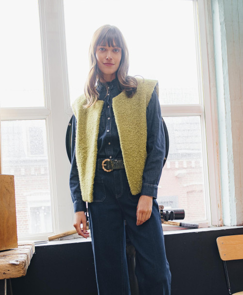 Gilet DANUBE - Gilet œuf sans manches  ouvert -  Mousse - C'est Beau la Vie