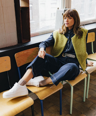 Gilet DANUBE - Gilet œuf sans manches  ouvert -  Mousse - C'est Beau la Vie