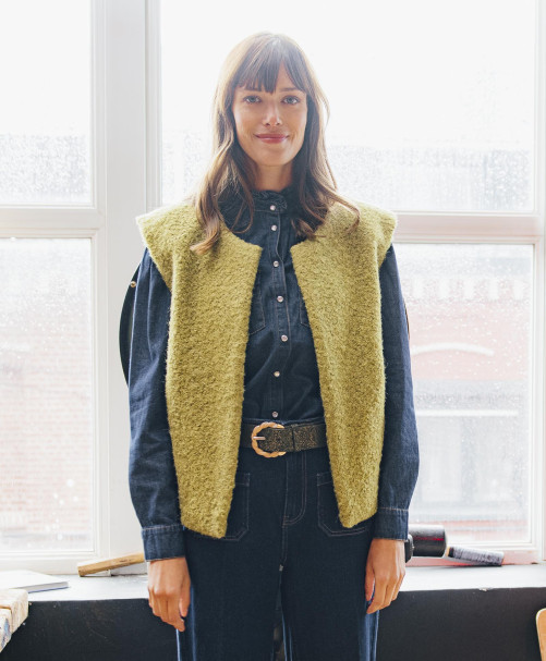 Gilet DANUBE - Gilet œuf sans manches  ouvert -  Mousse - C'est Beau la Vie